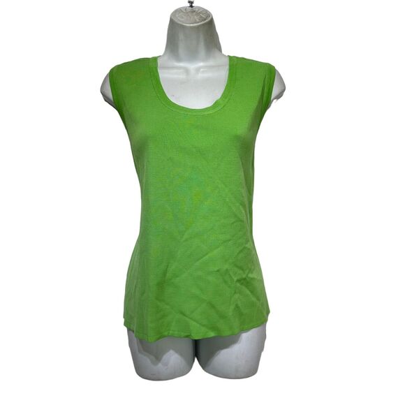 Misook Green Knit Sleeveless Tank Shell Top Size PL - Picture 5 of 6
